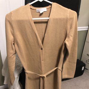 Long cardigan sweater--khaki color